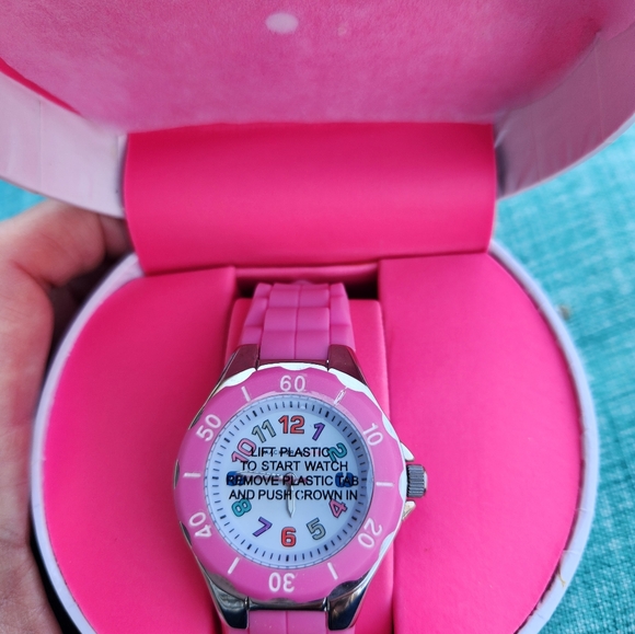 Issac Mizrahi LIVE pink watch with colorful numbers. - Picture 3 of 5